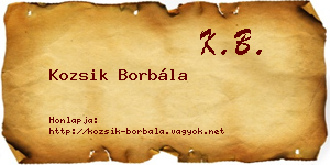 Kozsik Borbála névjegykártya